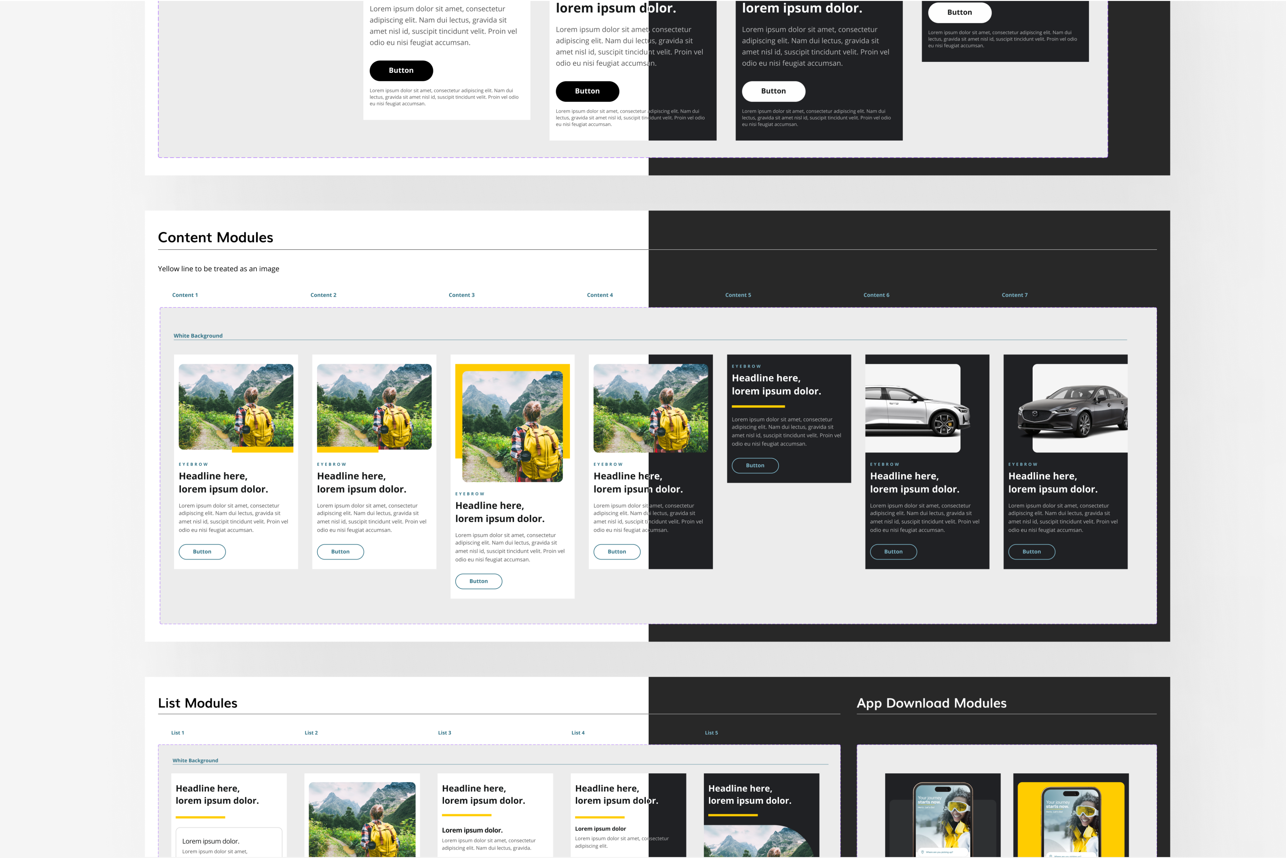 Graphic depicting UI-styled buttons with different categories of interior design items on top of an image of a modern interior living room.