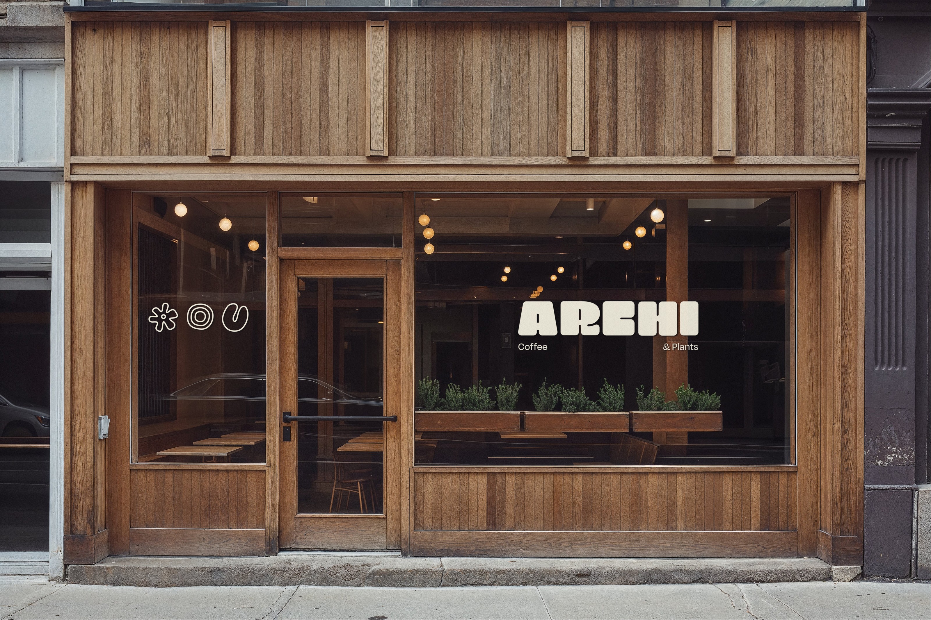 Graphic depicting UI-styled buttons with different categories of interior design items on top of an image of a modern interior living room.